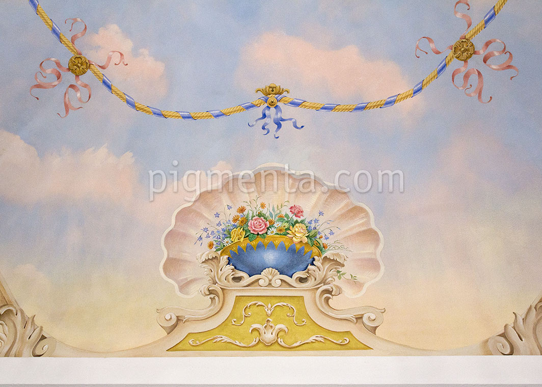 classical flower  decorations painted on ceiling