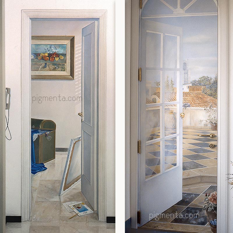 illusion paintings on doors.