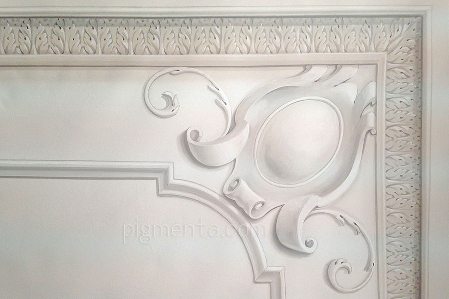 reliefs décoratifs en grisaille blanche