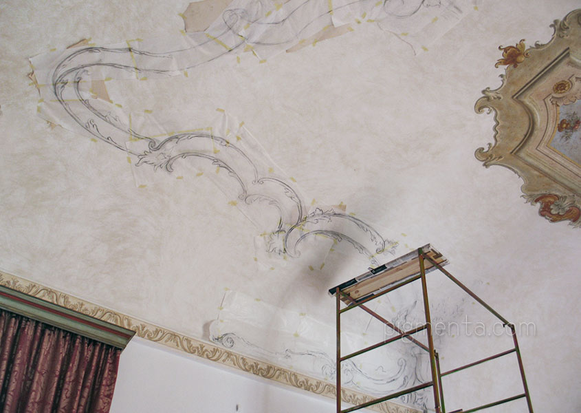 soffitti affrescati, fasi della decorazione murale.