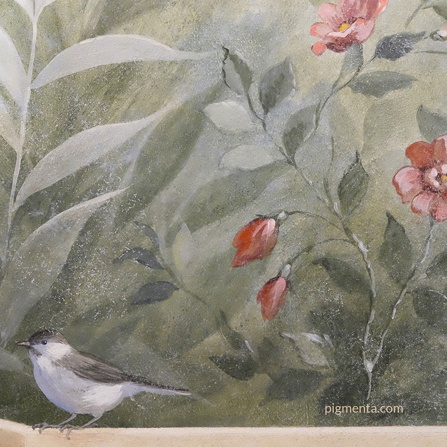 uccello e fiori dipinti