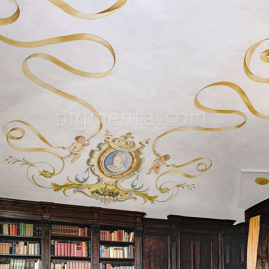 dipinto di medaglione decorativo su soffitto
