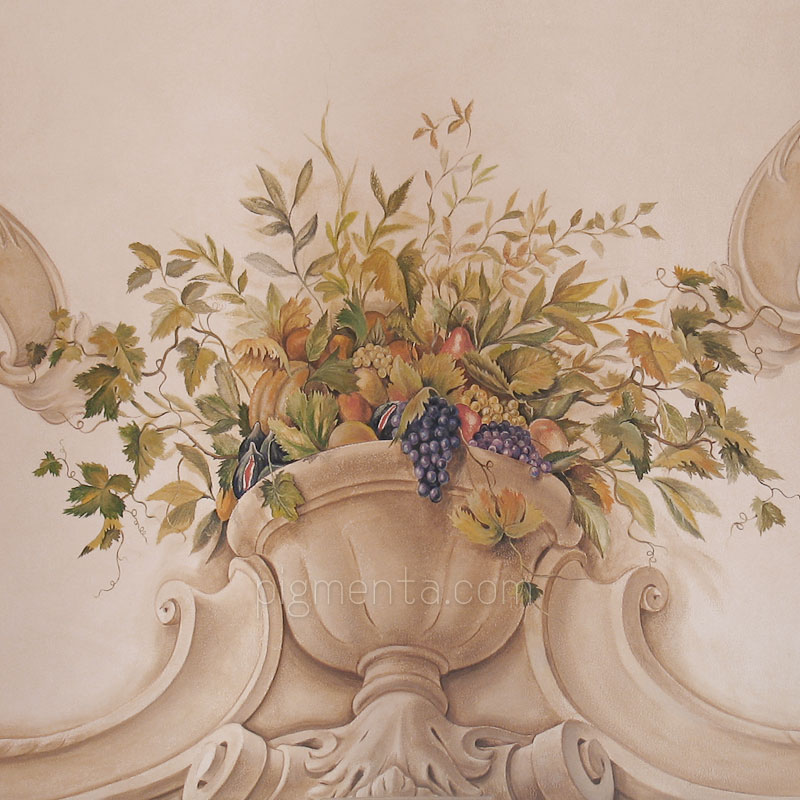 dipinto murale floreale in stile barocco